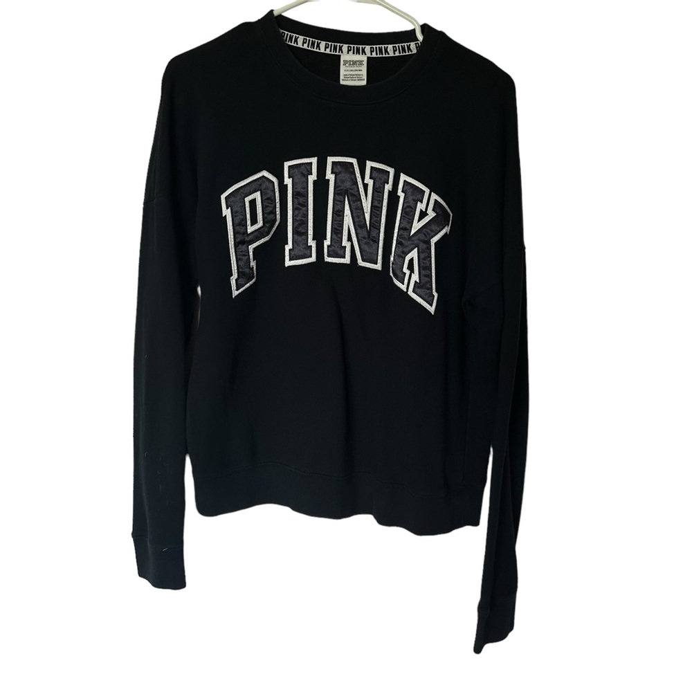 PINK Victoria’s Secret Black Pullover Sweatshirt Campus Style Collegiate Small